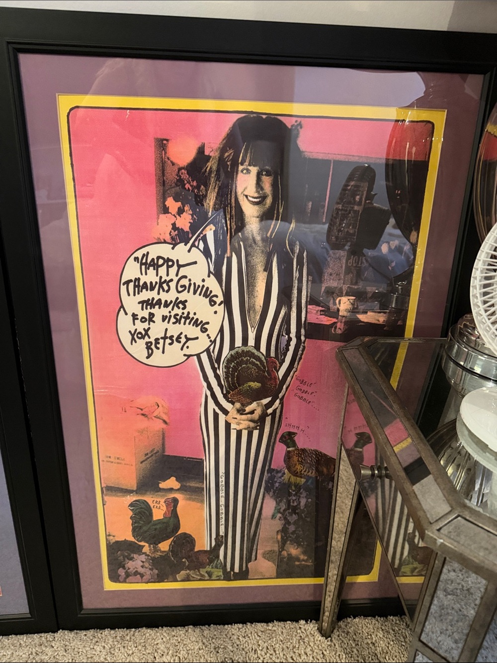 Vintage Pop Art Poster with Pink Yellow betsey Johnson original poster store